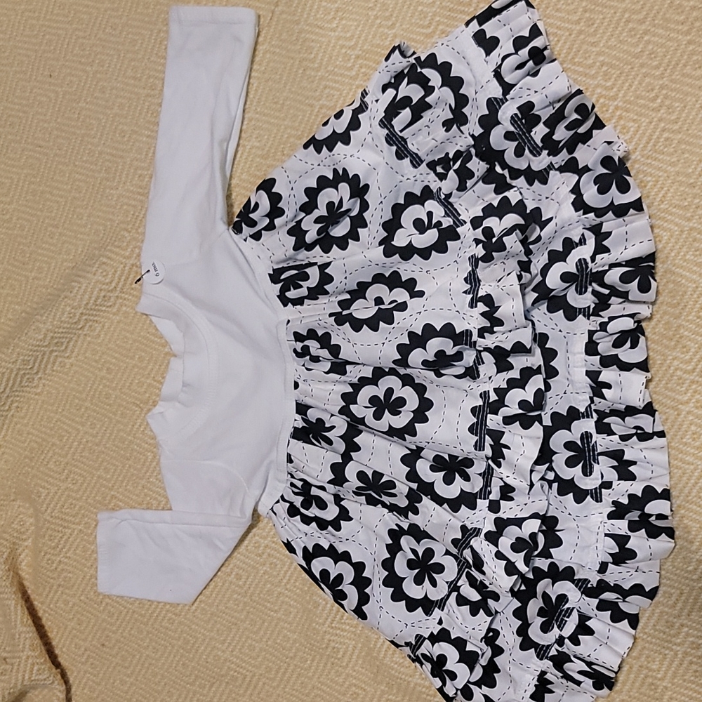 Handmade 6 mth baby girl dress HOLIDAY black white long sleeve